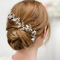 Beads & Beyond Crystal Hair Accessories | Blue Hair Accessories*Adeline Opal Crystal and Pearl Wedding Hair Vine Opal/Silver