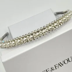 Beads & Beyond Vintage Headpieces | Pearl Hair Accessories*Adelphi Vintage Pearl and Crystal Bridal Headband Ivory/ Silver