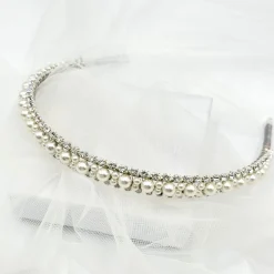 Beads & Beyond Vintage Headpieces | Pearl Hair Accessories*Adelphi Vintage Pearl and Crystal Bridal Headband Ivory/ Silver