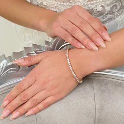 Lace & Favour Bridesmaid Gifts | Crystal Jewellery*Alanna Simple Cubic Zirconia Tennis Bracelet (Rose Gold)