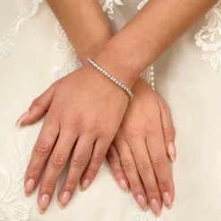 Lace & Favour Silver Prom Jewellery | Prom Bracelets*Alanna Simple Cubic Zirconia Tennis Bracelet (Silver)