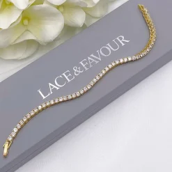Lace & Favour Gold Prom Jewellery | Prom Bracelets*Alanna Simple Cubic Zirconia Tennis Bracelet (Gold)