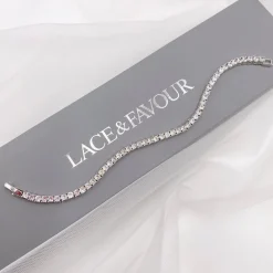 Lace & Favour Silver Prom Jewellery | Prom Bracelets*Alanna Simple Cubic Zirconia Tennis Bracelet (Silver)