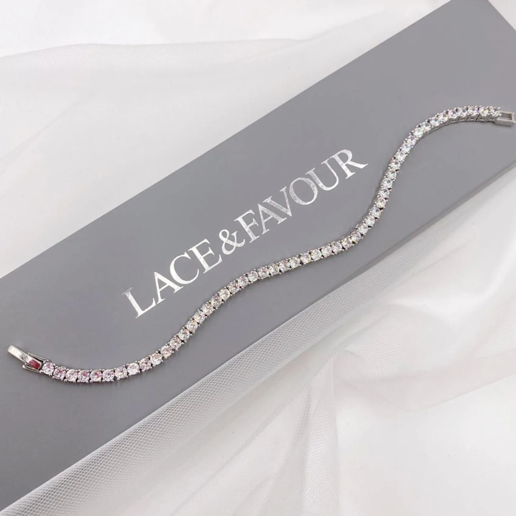 Lace & Favour Silver Prom Jewellery | Prom Bracelets*Alanna Simple Cubic Zirconia Tennis Bracelet (Silver)
