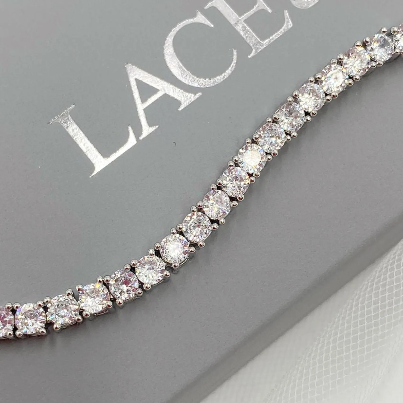 Lace & Favour Silver Prom Jewellery | Prom Bracelets*Alanna Simple Cubic Zirconia Tennis Bracelet (Silver)