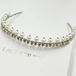 Beads & Beyond Vintage Headpieces | Pearl Hair Accessories*Albany Vintage Low Pearl and Crystal Bridal Tiara Silver