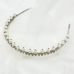 Beads & Beyond Vintage Headpieces | Pearl Hair Accessories*Albany Vintage Low Pearl and Crystal Bridal Tiara Silver