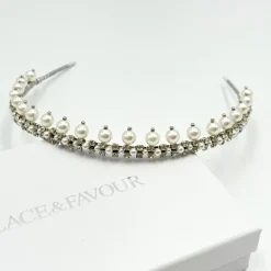 Beads & Beyond Vintage Headpieces | Pearl Hair Accessories*Albany Vintage Low Pearl and Crystal Bridal Tiara Silver