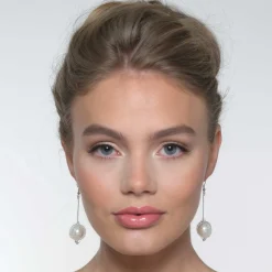 Poirier Pearl Jewellery | Silver Wedding Jewellery*Aldo Beaded Pearl Long Drop Earrings Ivory/ Silver