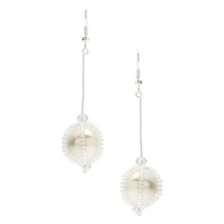 Poirier Pearl Jewellery | Silver Wedding Jewellery*Aldo Beaded Pearl Long Drop Earrings Ivory/ Silver