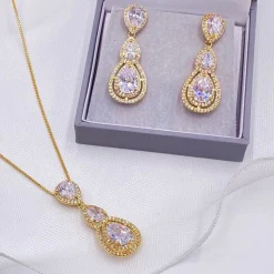 Lace & Favour Gold Prom Jewellery | Prom Jewellery Sets*Alessandra Gold Vintage Inspired Crystal Bridal Jewellery Set