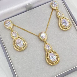Lace & Favour Gold Prom Jewellery | Prom Jewellery Sets*Alessandra Gold Vintage Inspired Crystal Bridal Jewellery Set