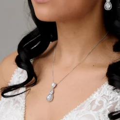 Lace & Favour Silver Prom Jewellery | Prom Necklaces*Alessandra Vintage Inspired Crystal Pendant Necklace