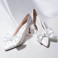 Rainbow Club Bride Gifts | Shoe Jewellery*Alice by | Ivory Satin Oversized Bow Shoe Clips