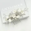 Beads & Beyond Crystal Hair Accessories | Pearl Hair Accessories*Almeida Silver Floral Mini Hair Comb Ivory/ Silver