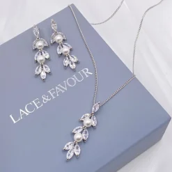 Lace & Favour Bride Gifts | Pearl Jewellery*Amalia Cubic Zirconia and Pearl Bridal Jewellery Set