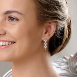 Lace & Favour Bride Gifts | Pearl Jewellery*Amalia Gold Cubic Zirconia and Pearl Drop Earrings Ivory/ Gold