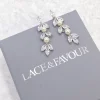 Lace & Favour Bride Gifts | Pearl Jewellery*Amalia Silver Cubic Zirconia and Pearl Drop Earrings Ivory/ Silver