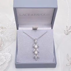 Lace & Favour Bride Gifts | Pearl Jewellery*Amalia Silver Cubic Zirconia and Pearl Pendant Necklace