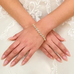 Lace & Favour Gold Prom Jewellery | Prom Bracelets*Amara Crystal Vine of Leaves Bracelet Gold