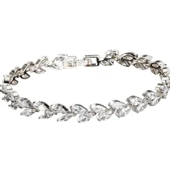 Lace & Favour Silver Prom Jewellery | Prom Bracelets*Amara Silver Crystal Vine of Leaves Bracelet
