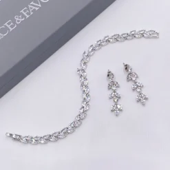 Lace & Favour Silver Prom Jewellery | Prom Bracelets*Amara Silver Crystal Vine of Leaves Bracelet