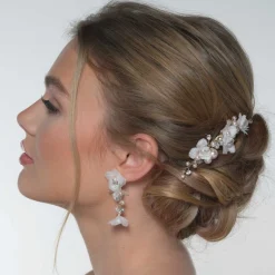 Poirier Pearl Hair Accessories | Gold Hair Accessories*Amaryllis Blush Pearls Floral Hair Comb Ivory/ Blush/ Gold