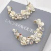 Poirier Pearl Jewellery | Silver Wedding Jewellery*Amelia Ivory Porcelain Flower Silver Hoop Earrings Ivory/ Silver