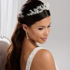 Beads & Beyond Pearl Hair Accessories | Silver Hair Accessories*Anastacia Freshwater Pearl and Opal Crystal Statement Tiara Ivory/Silver