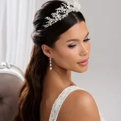 Beads & Beyond Pearl Hair Accessories | Silver Hair Accessories*Anastacia Freshwater Pearl and Opal Crystal Statement Tiara Ivory/Silver