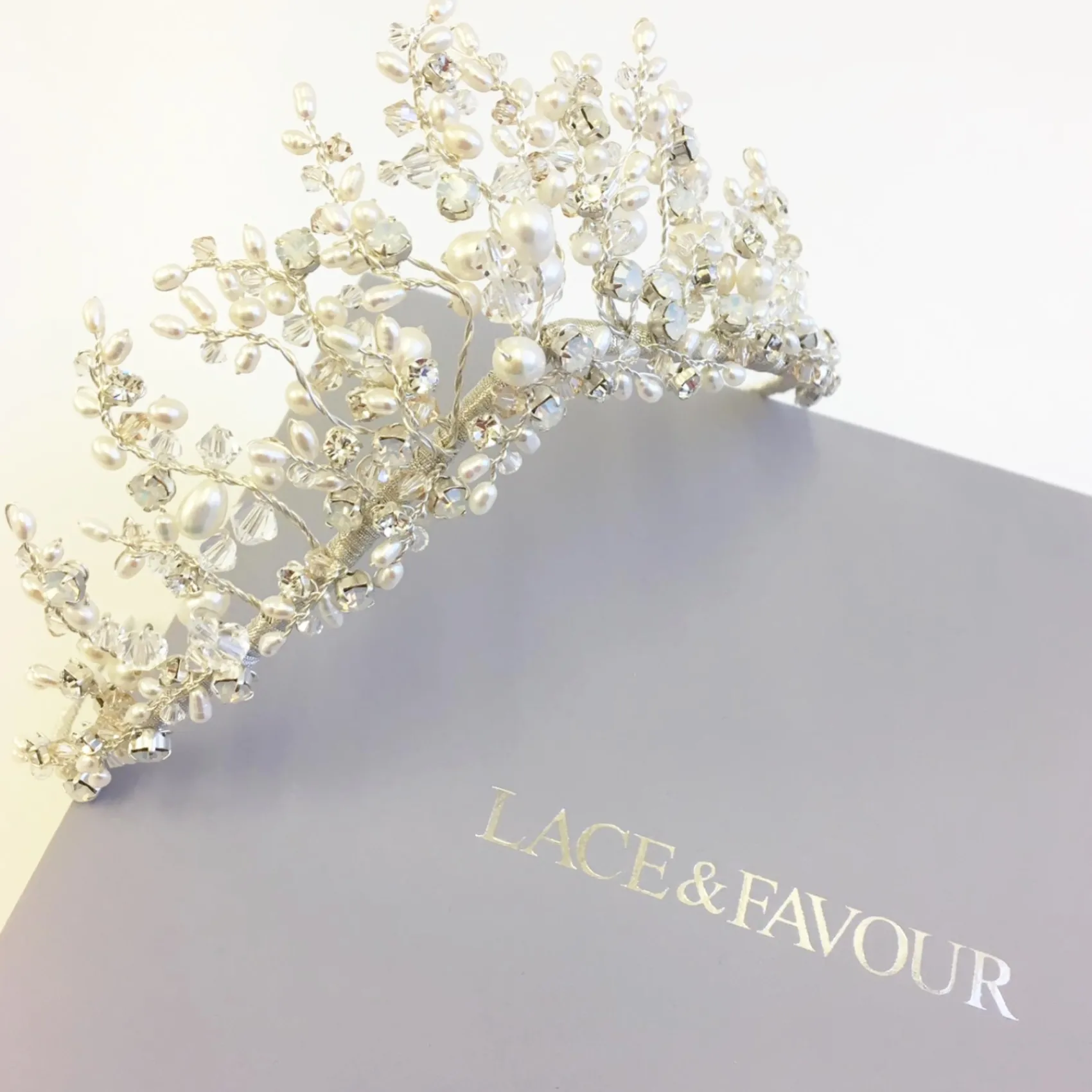 Beads & Beyond Pearl Hair Accessories | Silver Hair Accessories*Anastacia Freshwater Pearl and Opal Crystal Statement Tiara Ivory/Silver
