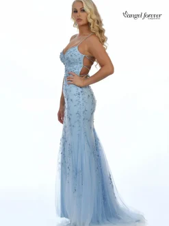 Angel Forever Angel Forever Prom Dresses | Light Blue Prom Dresses*Beaded Lace Backless Fishtail Prom Dress Ice Blue