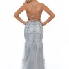 Angel Forever Angel Forever Prom Dresses*Beaded Lace Backless Fishtail Prom Dress Silver
