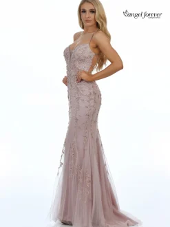 Angel Forever Angel Forever Prom Dresses | Pink Prom Dresses*Beaded Lace Backless Fishtail Prom Dress Rose Gold