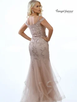 Angel Forever Angel Forever Prom Dresses | Pink Prom Dresses*Embellished Shimmer Tulle Fishtail Prom Dress Rose Gold