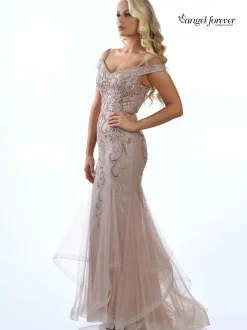 Angel Forever Angel Forever Prom Dresses | Pink Prom Dresses*Embellished Shimmer Tulle Fishtail Prom Dress Rose Gold