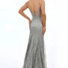 Angel Forever Angel Forever Prom Dresses*Glitter Lace Fitted Corset Prom Dress Silver