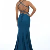 Angel Forever Angel Forever Prom Dresses*Shimmer Fabric Backless Fishtail Prom Dress Teal