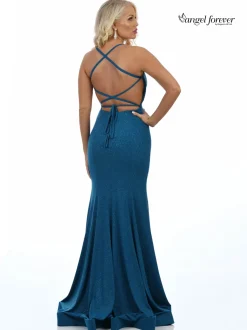 Angel Forever Angel Forever Prom Dresses*Shimmer Fabric Backless Fishtail Prom Dress Teal