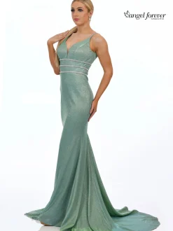 Angel Forever Angel Forever Prom Dresses | Green Prom Dresses*Shimmer Fabric Fishtail Prom Dress Mint