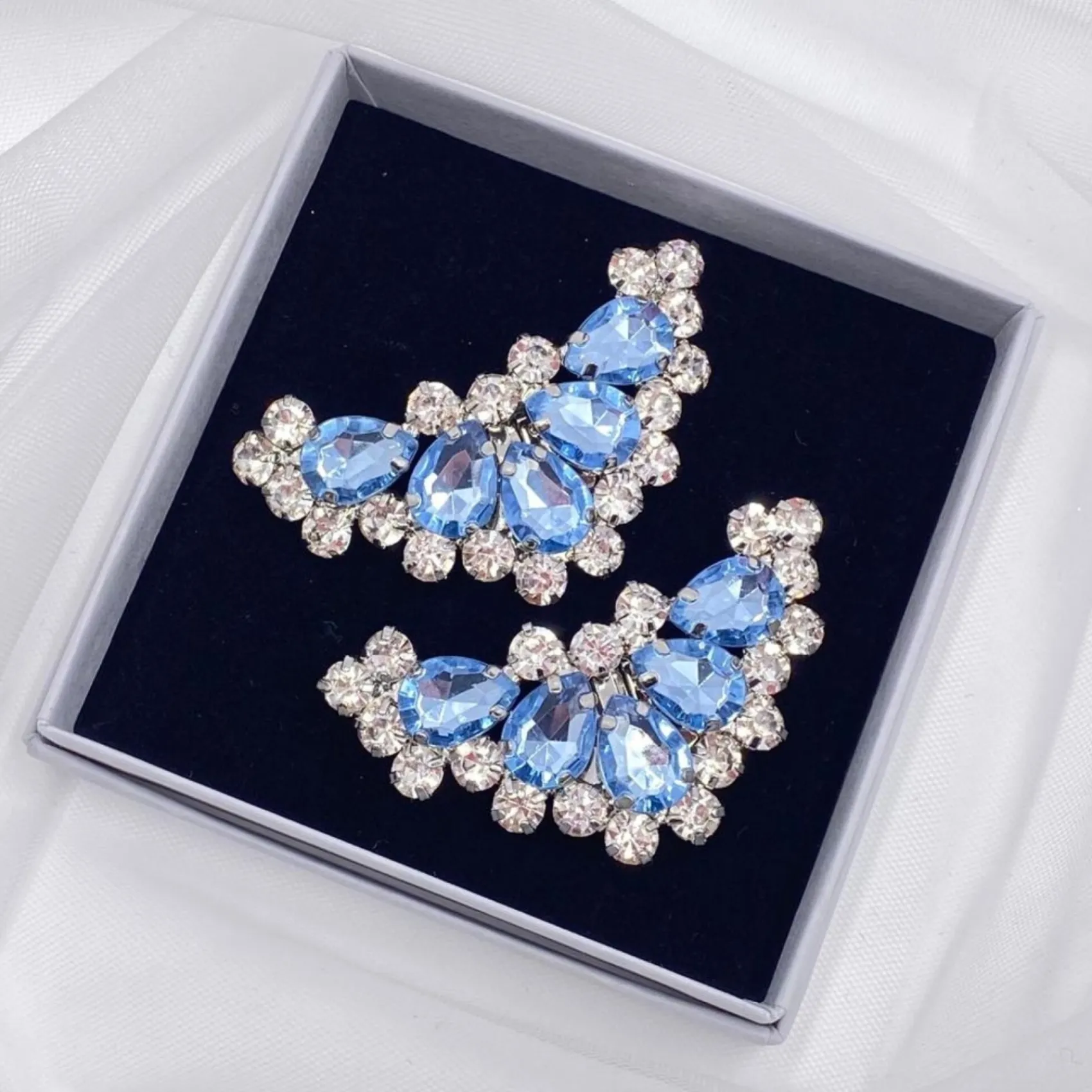 Lace & Favour Something Blue Gifts | Shoe Jewellery*Arcadia Light Sapphire Crystal Shoe Clips