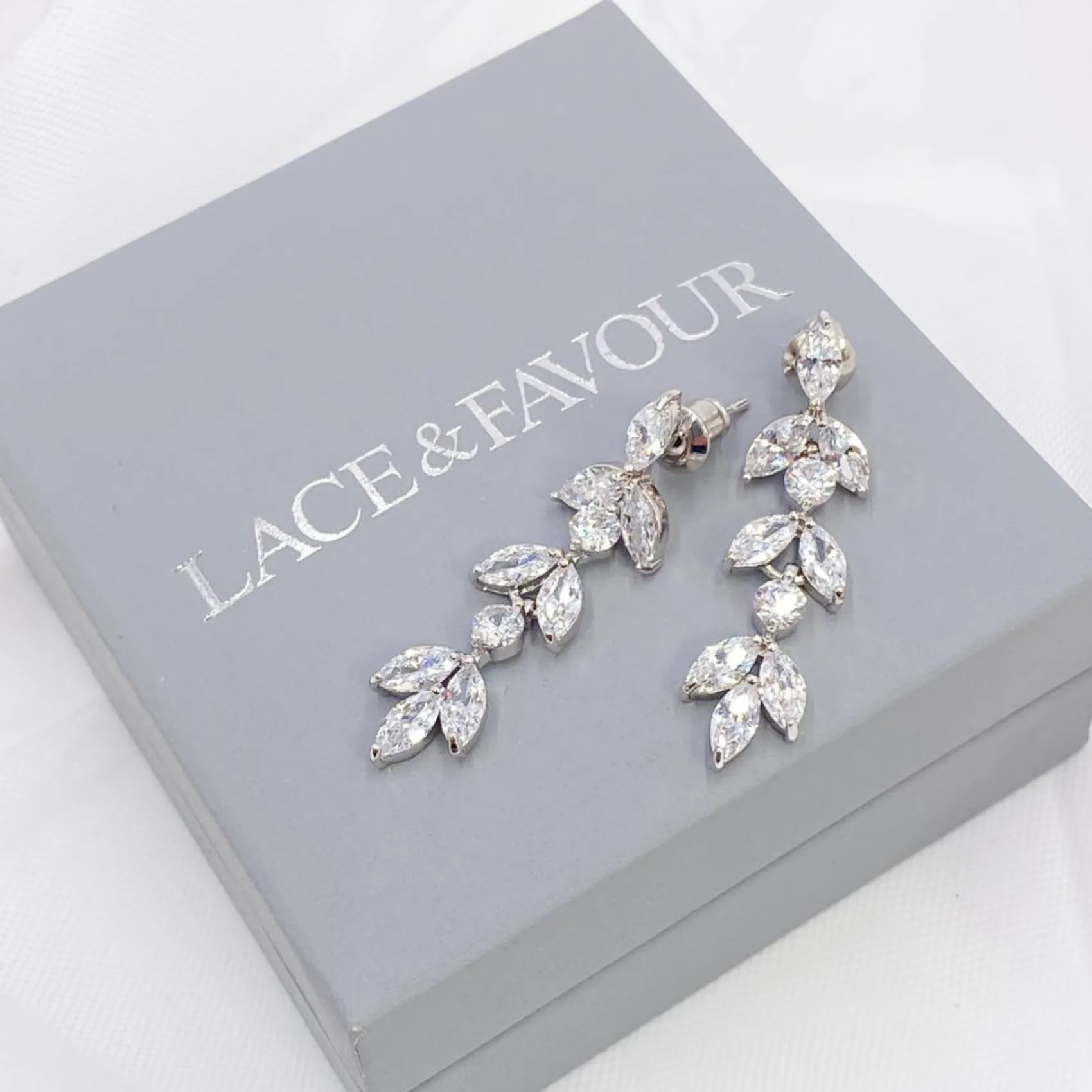 Lace & Favour Silver Prom Jewellery | Prom Earrings*Aria Cubic Zirconia Drop Earrings Silver