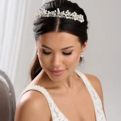 Arianna Pearl Hair Accessories | Silver Hair Accessories*Adore Classic Pearl and Crystal Bridal Tiara AR649