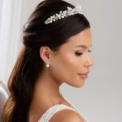 Arianna Pearl Hair Accessories | Silver Hair Accessories*Adore Classic Pearl and Crystal Bridal Tiara AR649