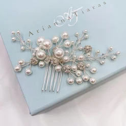 Arianna Pearl Hair Accessories | Silver Hair Accessories*Mira Pearl and Crystal Hair Comb AR614