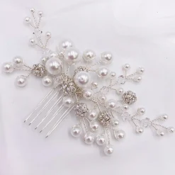 Arianna Pearl Hair Accessories | Silver Hair Accessories*Mira Pearl and Crystal Hair Comb AR614