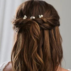 Arianna Bridesmaid Gifts | Pearl Hair Accessories*Mira Set of 3 Pearl, Crystal and Diamante Hair Pins ARP614