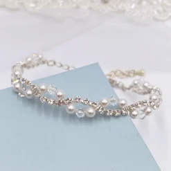 Arianna Bridesmaid Gifts | Bride Gifts*Pearl and Diamante Wedding Bracelet ARW093