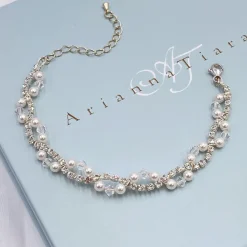 Arianna Bridesmaid Gifts | Bride Gifts*Pearl and Diamante Wedding Bracelet ARW093