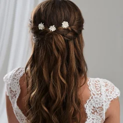 Arianna Flower Girl Gifts | Bridesmaid Gifts*Set of 3 Double Flower Hair Pins ARP604